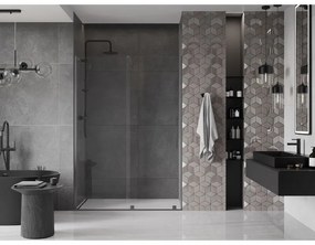 Mexen Velar, posuvné dvere do otvoru 150x200 cm, 8mm číre sklo, grafitová matná, 871-150-000-01-66