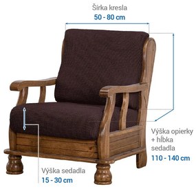 Super strečové poťahy NIAGARA čokoládová kreslo s drevenými rúčkami (š. 50 - 80 cm)