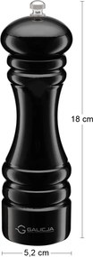 Mlynček na soľ a korenie Pedro 18 cm - čierna