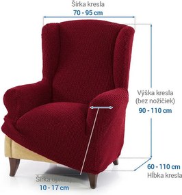 Super strečové poťahy NIAGARA bordó kreslo ušiak (š. 70 - 95 cm)