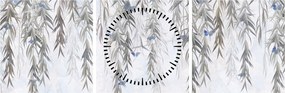 Obraz - Vŕbové vetvičky s motýľmi (s hodinami) (90x30 cm)