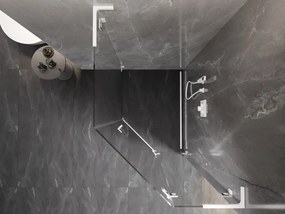 Mexen Lunar, L pravý výklopný päťuholníkový sprchový kút 90 x 100 cm, 8mm číre sklo, biely profil, 831L-090P-100L-20-00-P