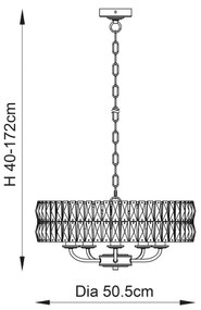 Endon 106244 - Luster na reťazi CLIFTON 5xE14/6W/230V mosadz/číre sklo