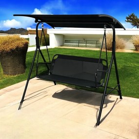 Elegantná záhradná hojdačka pre 3 osoby – čierna