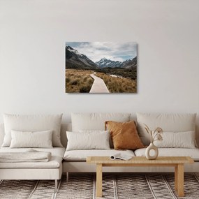 Sklenený obraz - Chodník v údolí hory Mt. Cook (70x50 cm)