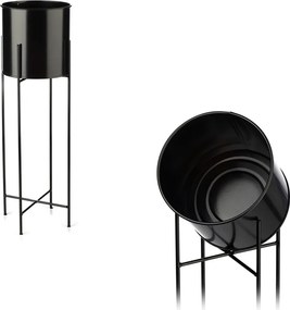 KOVOVÝ KVETINÁČ SO STOJANOM DARK 75X21 CM ČIERNA