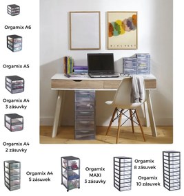 Úložný box so 6 zásuvkami, antracitová farba, OFFICEMIX