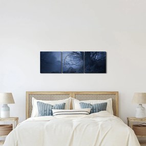 Obraz temného lesa (s hodinami) (90x30 cm)
