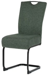 Židle jídelní, taštičkové pružiny v sedáku, zelená látka, černý kov