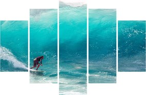 Obraz surferov vo vlnách (150x105 cm)