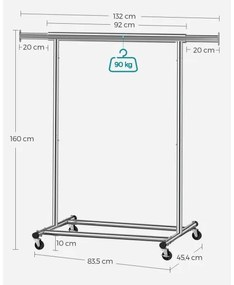 Mobilný stojanový vešiak LINEA strieborný