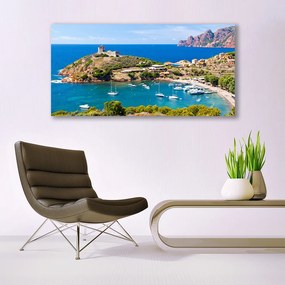 Obraz na akrylátovom skle Záliv hora pláž krajina 120x60 cm