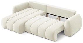 Béžová rozkladacia/s úložným priestorom rohová pohovka z textílie buklé (ľavý roh/s leňoškou) Pele – Makamii