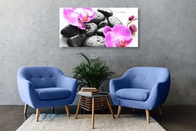 Obraz kúzelná súhra kameňov a orchidey - 120x60