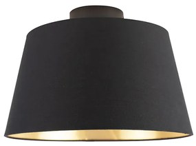Stropné svietidlo s bavlneným tienidlom čierne so zlatom 32 cm - Combi Black