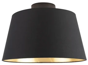 Stropné svietidlo s bavlneným tienidlom čierne so zlatom 32 cm - Combi Black