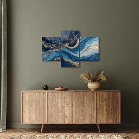 Obraz - Modrozlatý abstraktný mramor (90x60 cm)