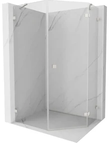 Mexen Lunar, päťuholníkový sprchový kút s pravým sklonom 80 x 90 cm, 8mm číre sklo, oceľový profil, 831-080P-090L-97-00-P