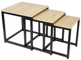 Set 3 ks. konferenčných stolíkov Kastty (dub sonoma + čierna). Vlastná spoľahlivá doprava až k Vám domov. 1034145