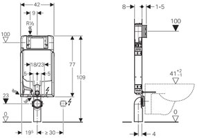 Geberit, GEBERIT KOMBIFIX ECO Podomietková nádržka, Sigma 8 cm, H 109 cm, 110.790.00.1