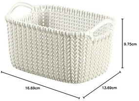 Biely úložný košík Curver Knit, 3 l