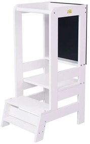 Biela učiaca veža z borovicového dreva Montessori – Meowbaby