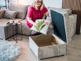 AKCIA Tmavomodrý taburet SMART COSARO s úložným priestorom 65x65 cm II. akosť