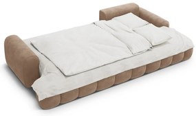 Svetlohnedá zamatová rozkladacia/s úložným priestorom rohová pohovka (pravý roh/s leňoškou) Linz – Cosmopolitan Design