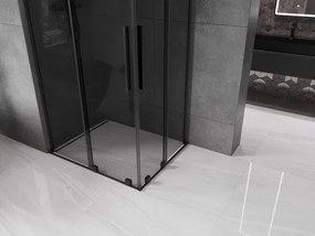 Mexen Velar L Duo, sprchový kút s posuvnými dverami 90 x 80 cm, 8mm šedé sklo, čierna matná, 871-090-080-02-43-70