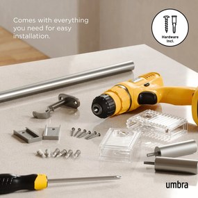 Oceľová roztiahnuteľná garniža v matne striebornej farbe 107 - 305 cm Flute – Umbra