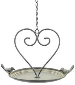 Závesné napájadlo pre vtáky Lana, 53x28,6 cm, kov, sivá