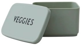 Svetlozelený desiatový box Design Letters Veggies, 8,2 x 6,8 cm