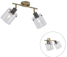 Dizajnový stropný reflektor bronzový s čírym sklom 2-svetelný - Domo