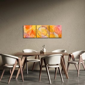 Obraz - Pozadie z jesenného lístia (s hodinami) (90x30 cm)