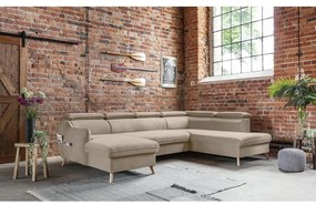 Béžová zamatová rozkladacia rohová pohovka do "U" (pravý roh) Sweet Harmony – Miuform