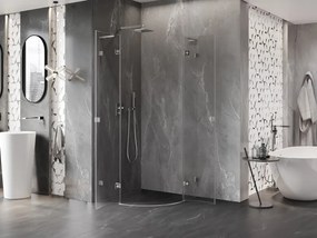 Mexen Lunar, L výklopný polkruhový sprchový kút 100 x 100 cm, 8mm číre sklo, oceľový profil, 833L-100L-100P-97-00