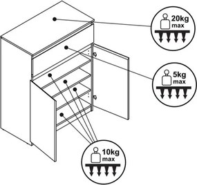 Skrinka so šuplíkom Carlos, dub artisan/grafit, 80 cm