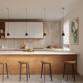 Sollux SL.0963 - Luster na lanku QUBIC 1xE27/60W/230V betón/drevo čierna