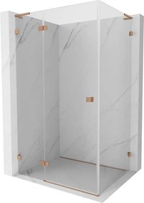 Mexen Lunar L, sklápací sprchový kút ľavý 85 x 90 cm, 8mm číre sklo, medený matný profil, 834L-085-090-65-00-L