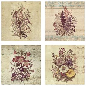 Manufakturer -  Štvordielny obraz Zbierka historických kvetín