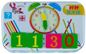 KIK Vzdelávacia magnetická sada na učenie hodín a matematiky pre deti – 50 dielov v plechovke