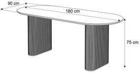 JEDÁLENSKÝ STÔL DEBORA ČIERNÝ LESK 180 cm + 4 x STOLIČKA BÉŽOVÁ