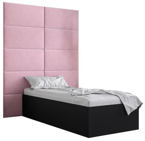 Jednolôžková posteľ s čalúneným čelom 90 cm Brittany 1 (čierna matná + ružová) (s roštom). Vlastná spoľahlivá doprava až k Vám domov. 1045850