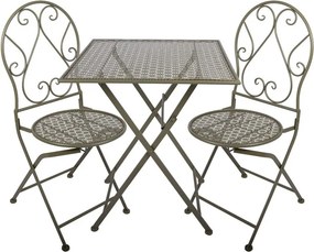 Zelený skladací záhradný kovový Bistro set stôl a 2 stoličky - 60*60*70cm / 50*40*93 cm
