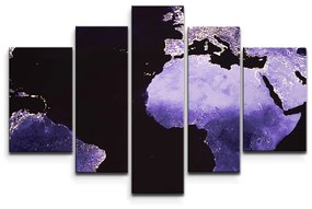 Sablio Obraz - 5-dílný Světelná Mapa sveta - 125x90 cm