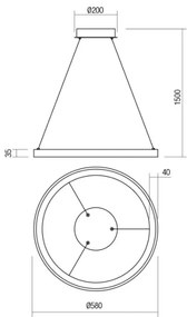 Redo 01-2672 - LED stmievateľný luster na lanku ICONIC LED/50W/230V pr. 58 cm biela
