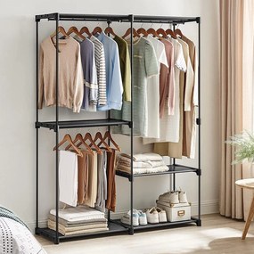 Šatníková skriňa, prenosná modulárna skriňa, čierna