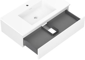 Mexen Orio, kúpeľňová skrinka 90 cm s umývadlom Otis, 1 zásuvka, biela matná, 91A10-09023-1-BF01-W18M01