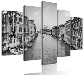 5-dielny obraz čiernobiele Benátky v plnej kráse