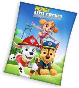 DETSKÁ FLEECOVÁ DEKA PAW PATROL 150X200 CM VZOROVANÁ